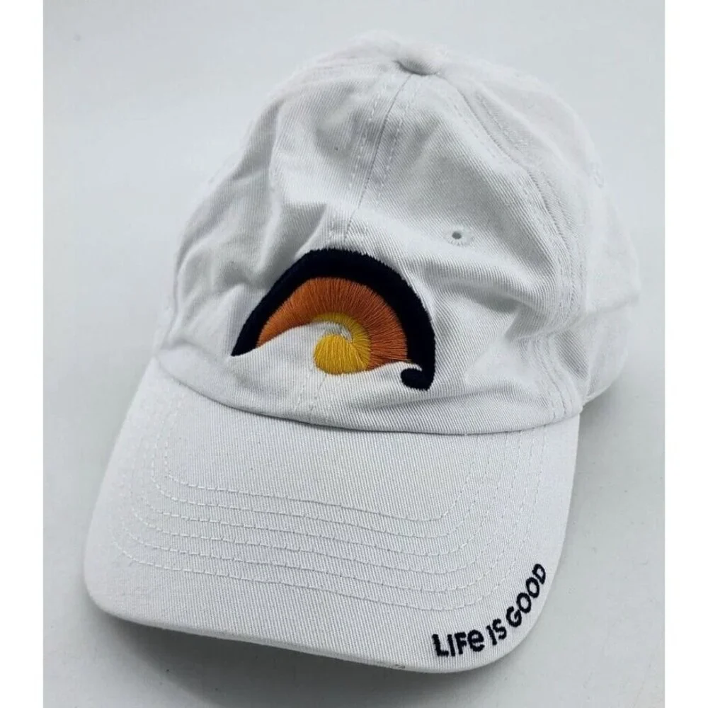 Life is Good White Sunset Waves Ocean‎ Hat Baseball Cap Strapback Youth Small